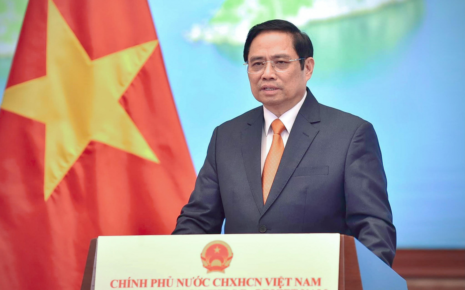 Thủ tướng Phạm Minh Chính phát biểu tại Hội nghị thượng đỉnh thương mại dịch vụ toàn cầu năm 2021