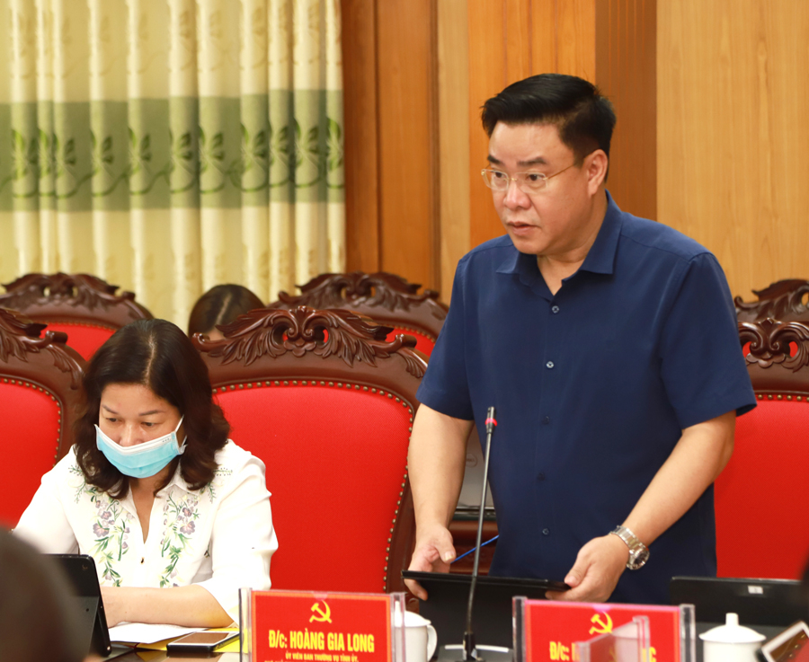 Phó Chủ tịch Thường trực UBND tỉnh Hoàng Gia Long trình bày các tờ trình của Ban cán sự Đảng UBND tỉnh.