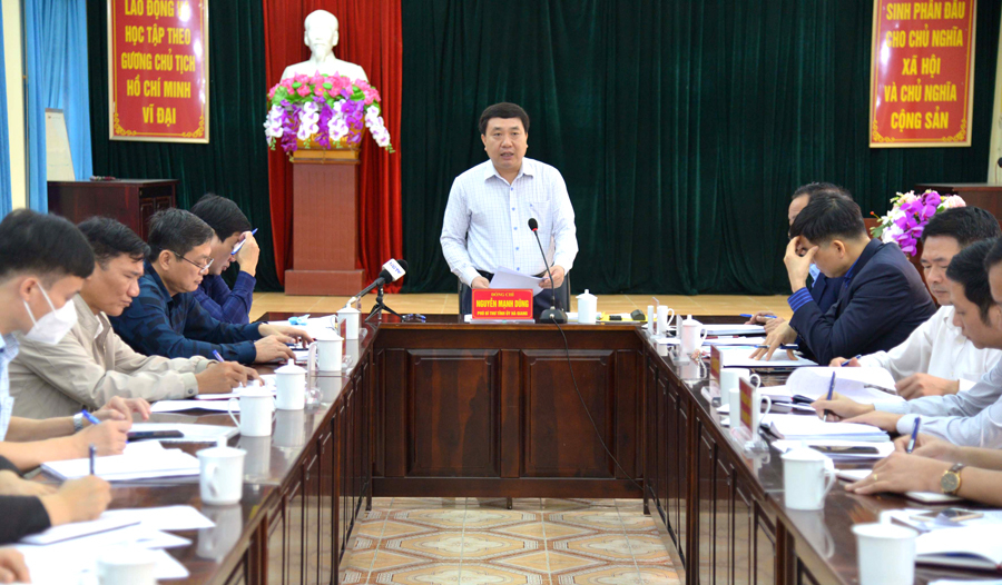 Phó Bí thư Tỉnh ủy Nguyễn Mạnh Dũng phát biểu tại buổi làm việc