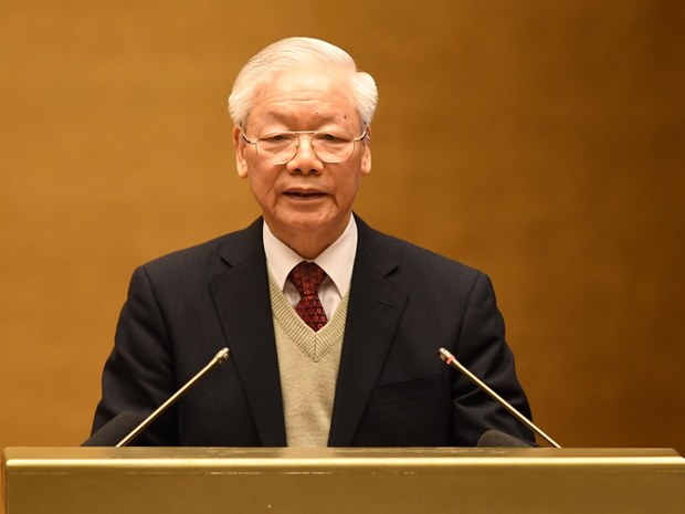 Tổng Bí thư Nguyễn Phú Trọng phát biểu chỉ đạo tại Hội nghị Văn hóa toàn quốc sáng 24/11. 