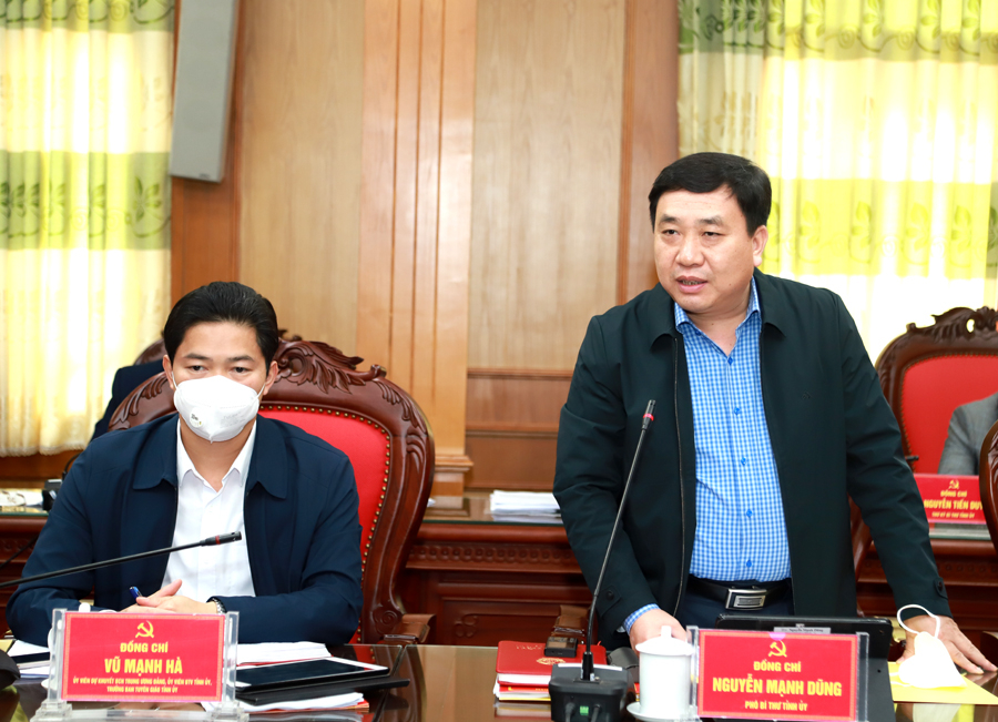 Phó Bí thư Tỉnh ủy Nguyễn Mạnh Dũng đề nghị, cần xác định cụ thể những nhiệm vụ trọng tâm trong năm 2022 để tập trung chỉ đạo thực hiện.