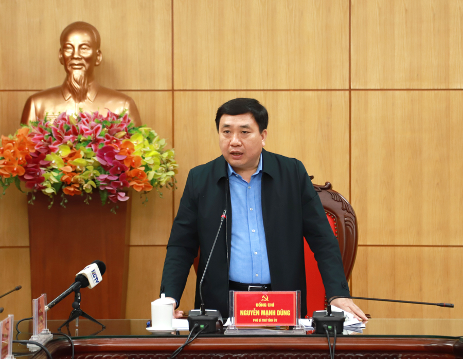 Phó Bí thư Tỉnh ủy Nguyễn Mạnh Dũng phát biểu kết luận cuộc họp