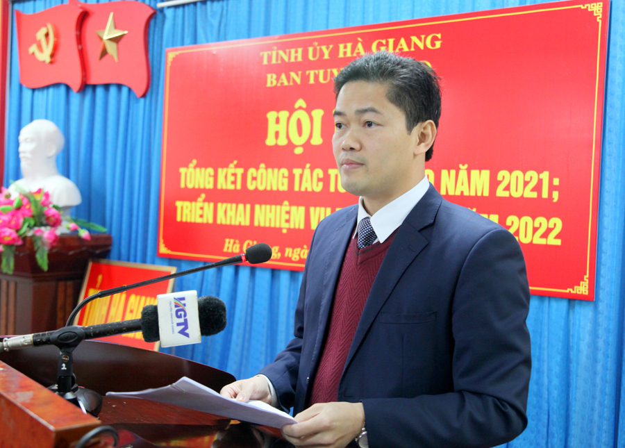 Trưởng Ban Tuyên giáo Tỉnh ủy Vũ Mạnh Hà kết luận hội nghị.