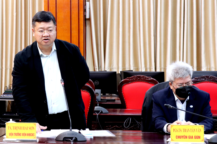 TS. Trịnh Hải Sơn, Viện trưởng Viện Khoa học Địa chất và Khoáng sản Việt Nam đề nghị Hà Giang có thêm những giải pháp chiến lược để xây dựng CVĐC của tỉnh ngày một phát triển.